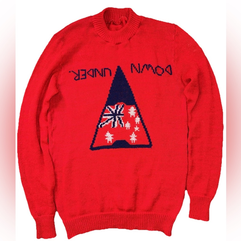 Vintage Australia Down Under Knit Sweater  Large Red HySport
